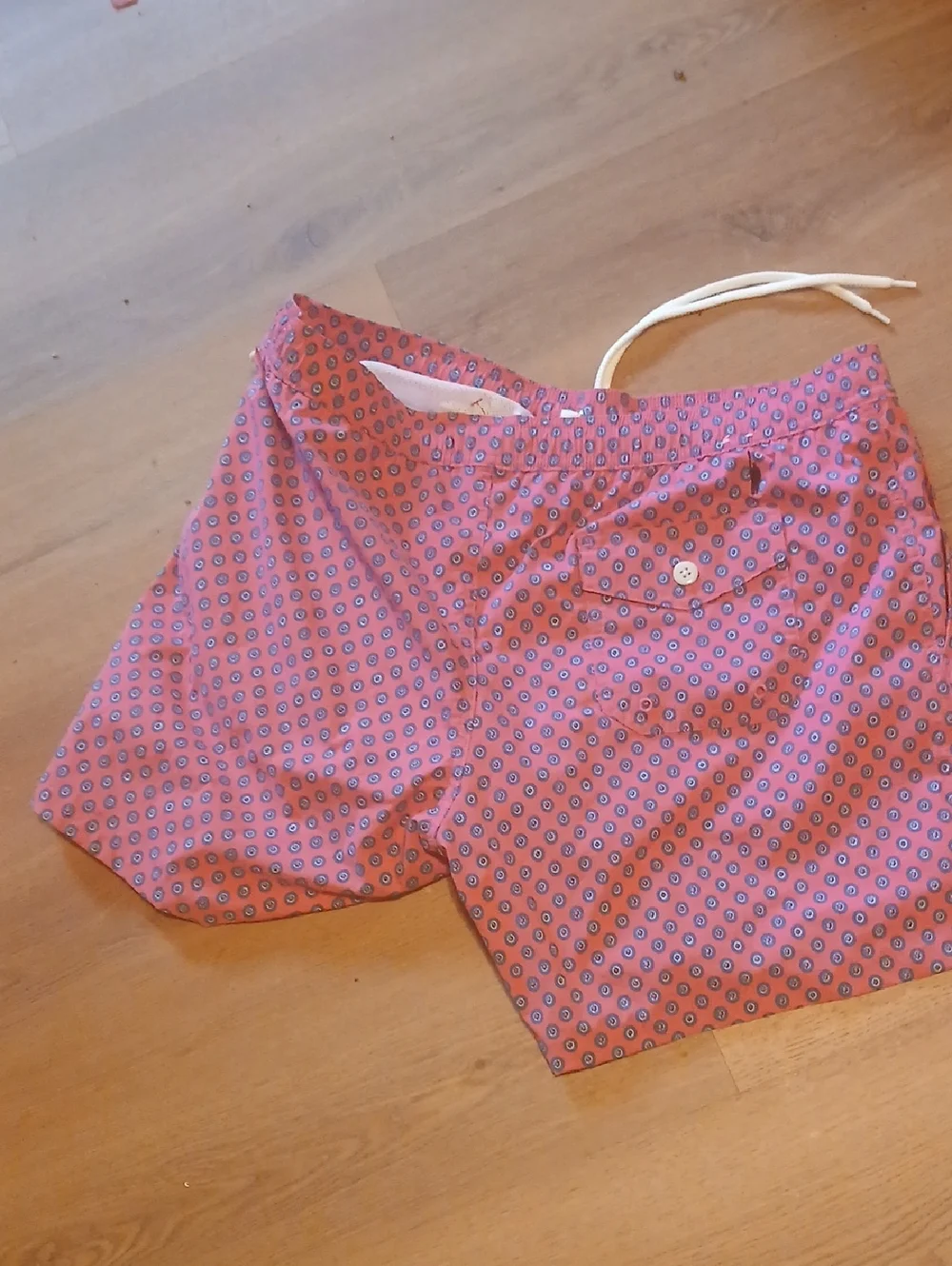 J. Crew Pink Geometric Drawstring Swim Trunks